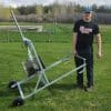 Galvanized Portable Mount with Aquatic Weed Blower, demonstrated for easy transport and operation.