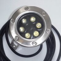 "6-watt LED light for shallow water fountain illumination."