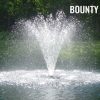 Bounty fountain nozzle creating a wide and graceful water pattern in a pond.